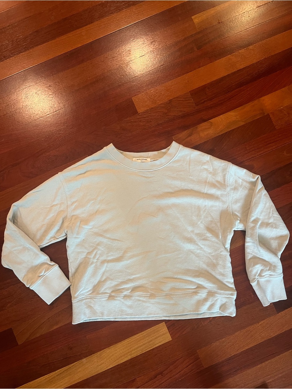 perfectwhitetee Light Pale Grey Crewneck Pullover Cotton Made in USA Sz Small